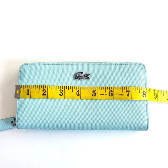 Lacoste Womens Large L.12.12 Concept Billfold Wallet Light Turquoise Blue - Picture 9 of 10